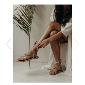 Lorenza Sandal byJames, ankle wrap ties, leather, size 6